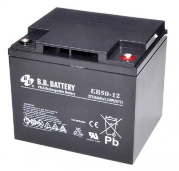 12V 50Ah Akku, AGM Bleiakku, B.B. Battery EB50-12, 197x165x171 (lxbxh), M6 Innengew. 