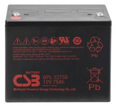 CSB Battery GPL12750 12V 75AH Blei-Akku (AGM), Longlife 